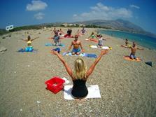 Club Anemos - Karpathos. Beach yoga class.